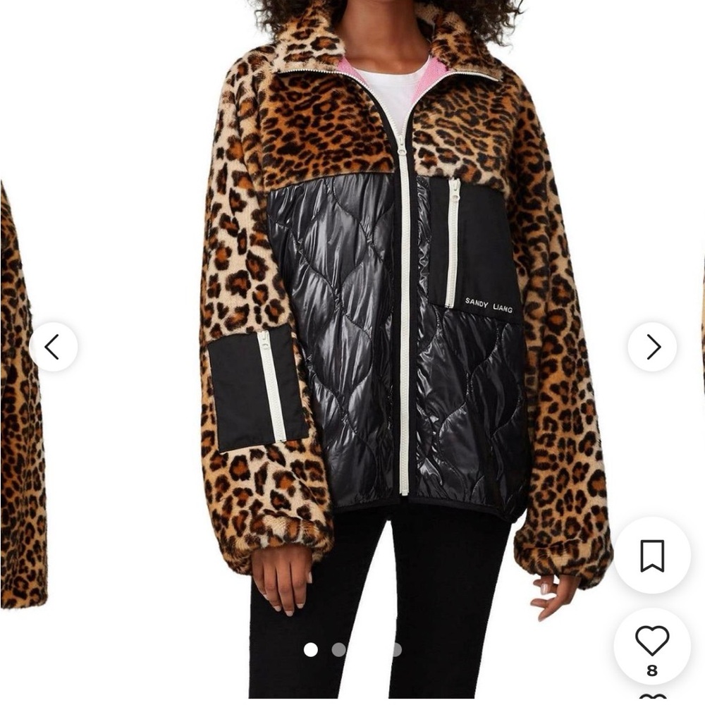 Sandy Liang Leopard and Black Teddy Jacket BRAND NEW